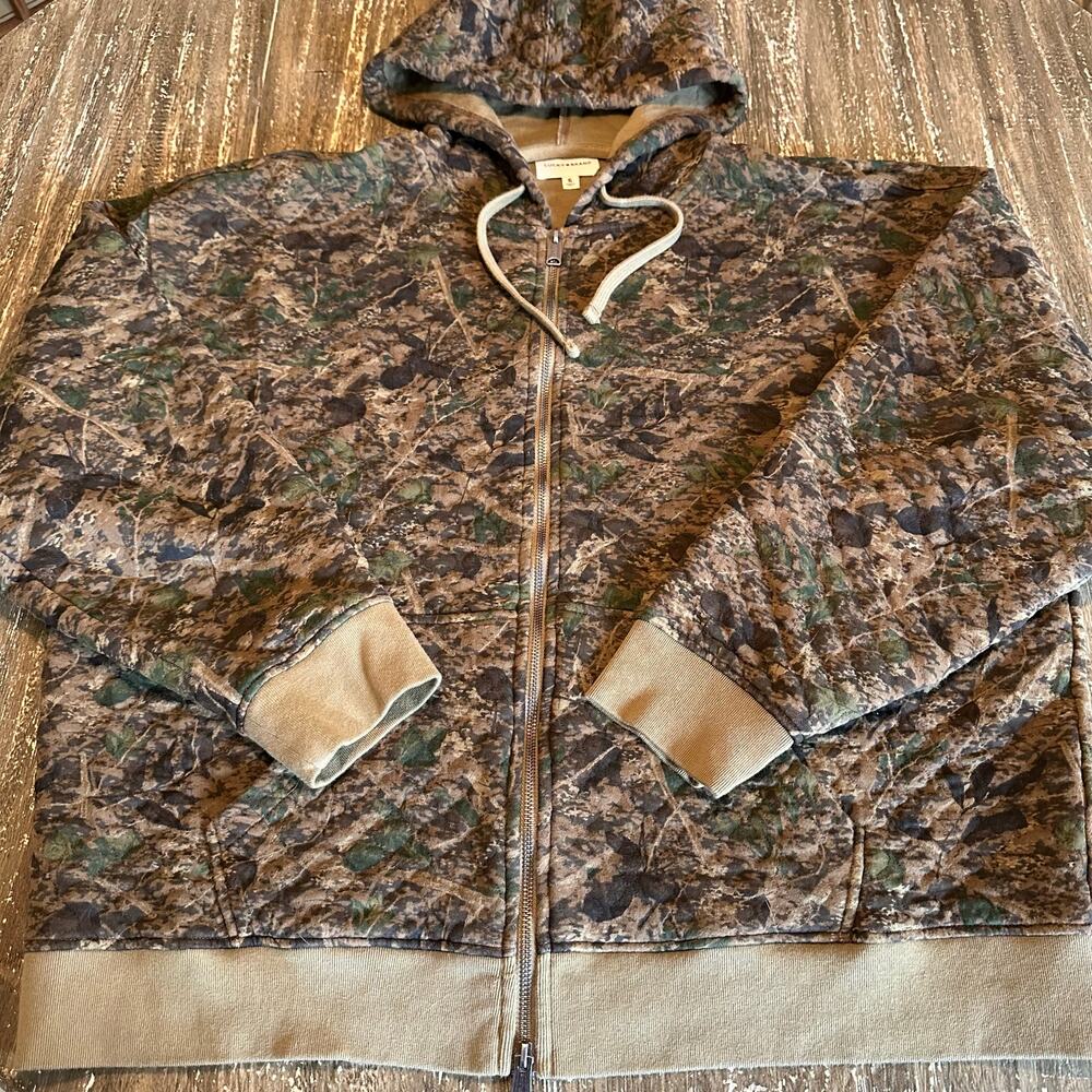 Lucky Brand Full Zip Quilted Hoodie Sweatshirt Oversized Camo Men’s Size XL